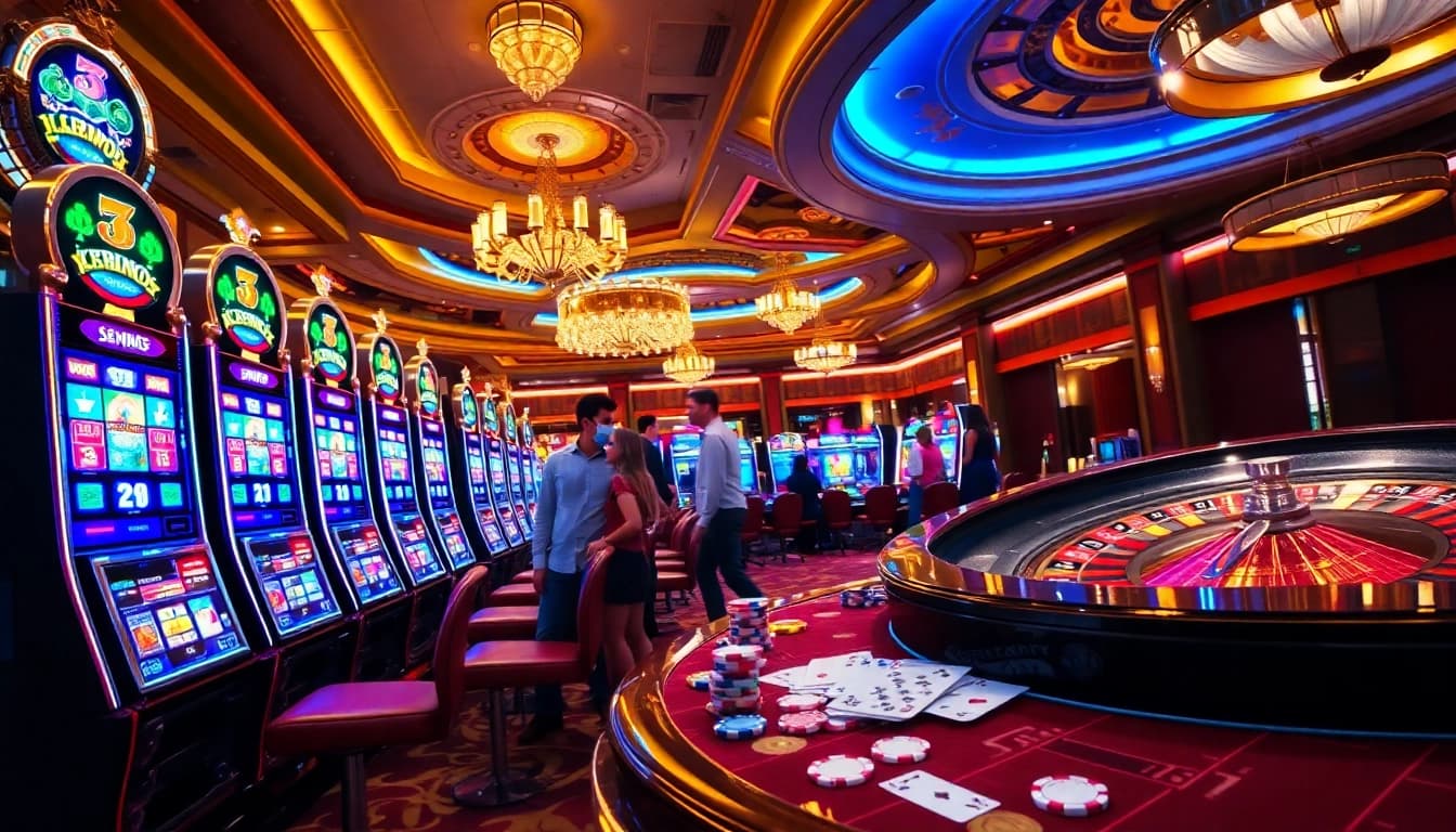 Players winning big with a slot bonus new member offer at a glamorous casino.