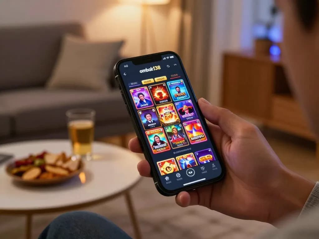 Permainan yang menarik di aplikasi ombak138, menyoroti kegembiraan bermain game mobile dari rumah.