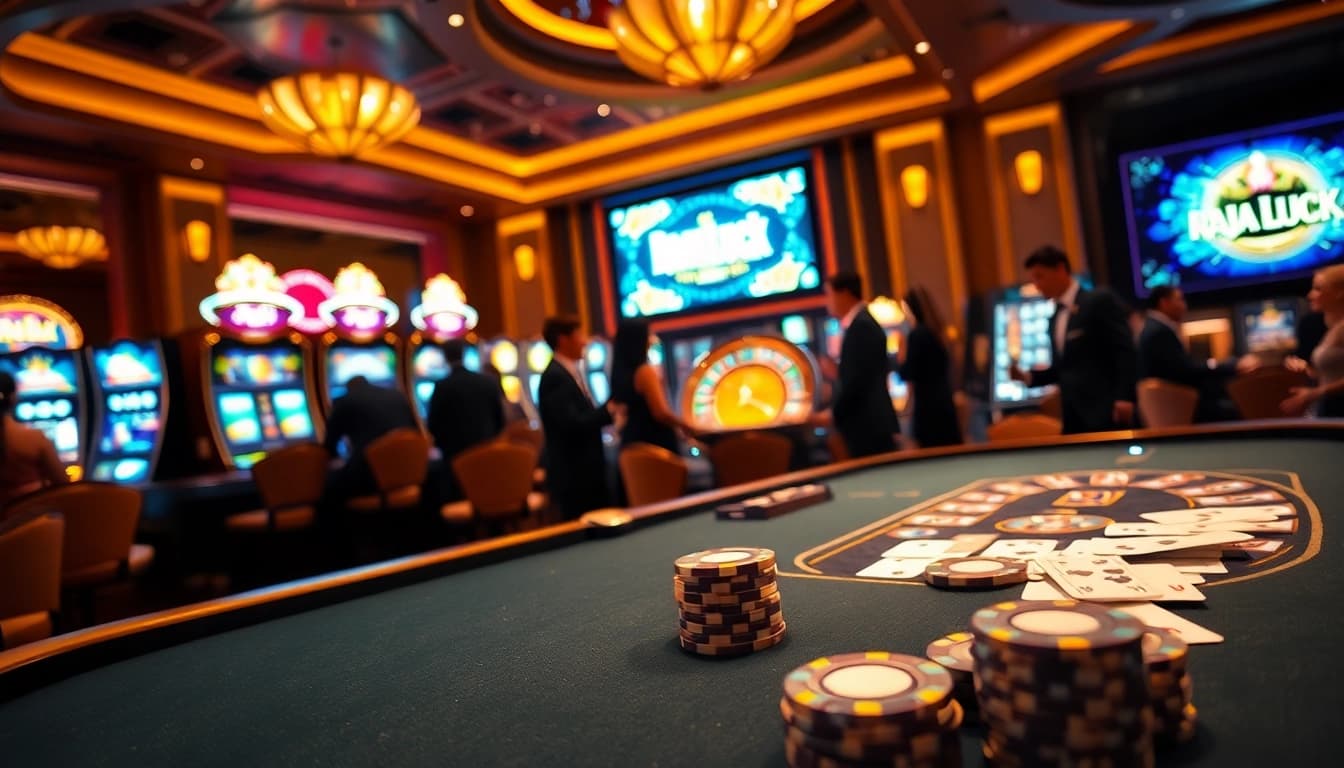 Experience raja luck at a luxurious casino with excitement at the blackjack table.