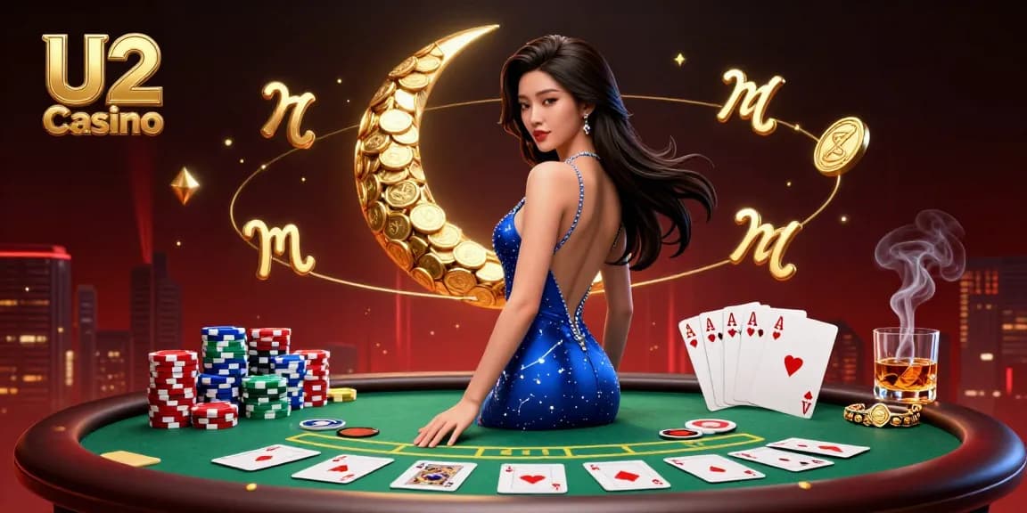 Experience thrilling gameplay at U2 Casino with our elegant gaming scene featuring vibrant poker elements.