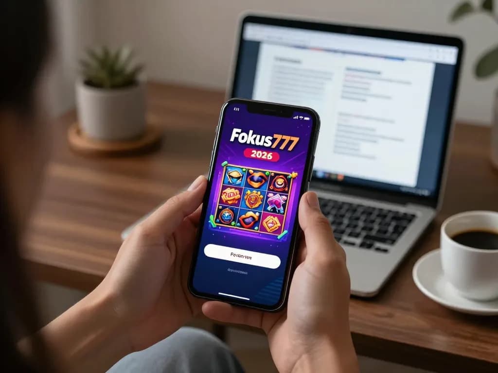 Access the Fokus777 login screen on your smartphone while enjoying dynamic slot games at home.