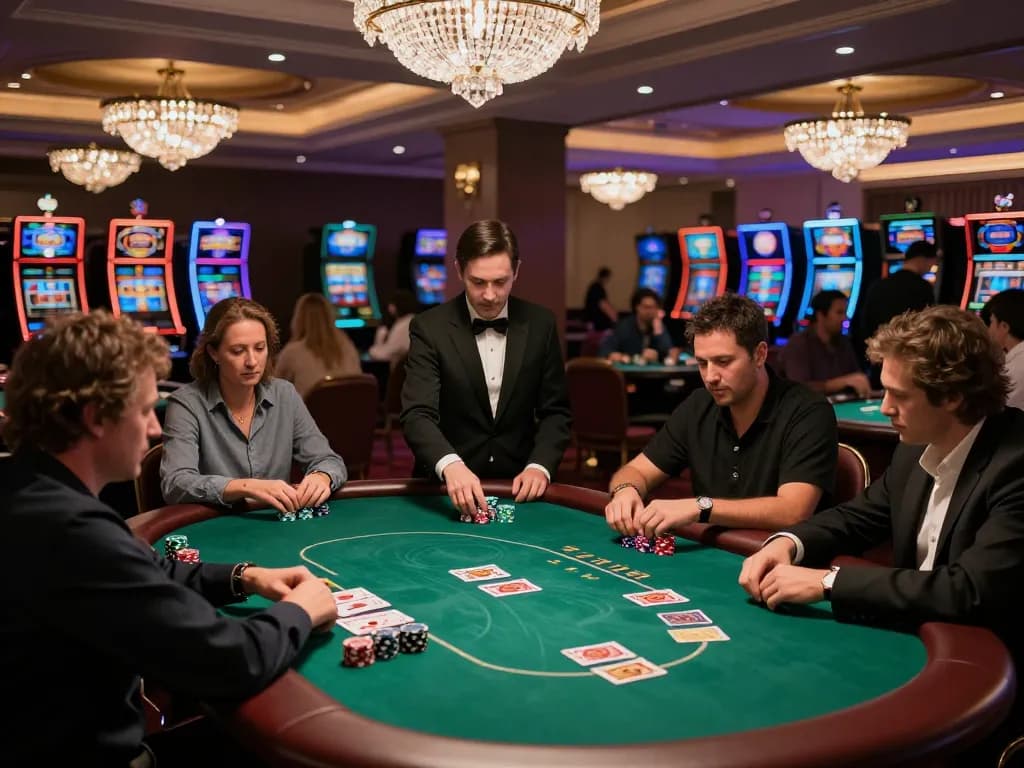 F8BET gaming in an upscale casino setting with players engaged in poker