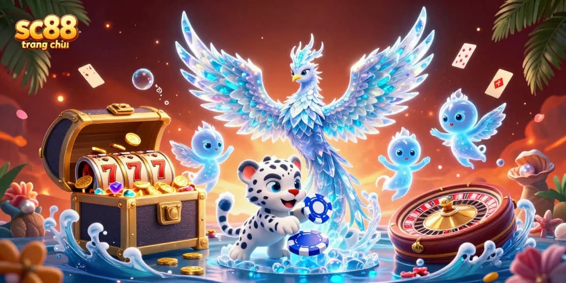 Spin the reels at sc88 trang chủ while enjoying a vibrant 3D casino scene bursting with energy.
