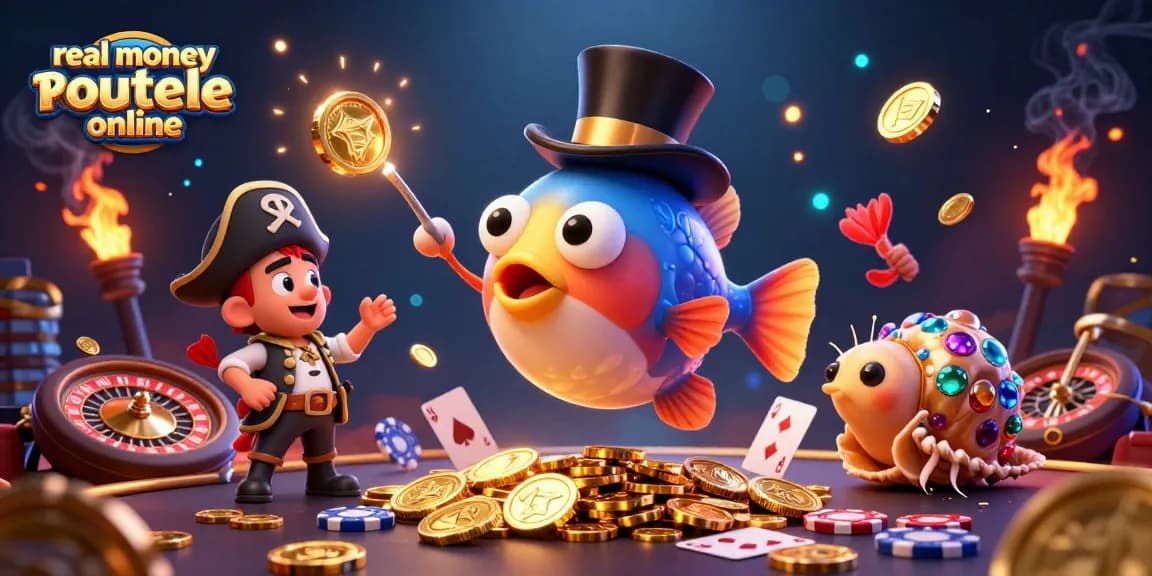 Win big at real money roulette online with this vibrant 3D casino scene featuring anglerfish and treasure