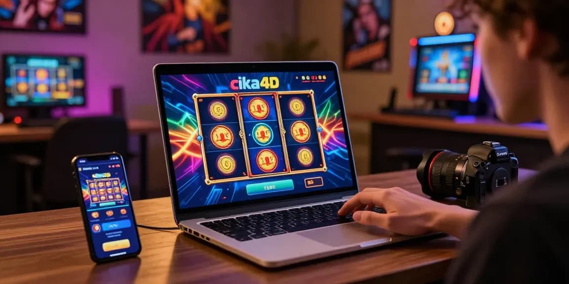 Engaging player enjoying cika4d slot game in a vibrant gaming setting with modern technology and colorful visuals.