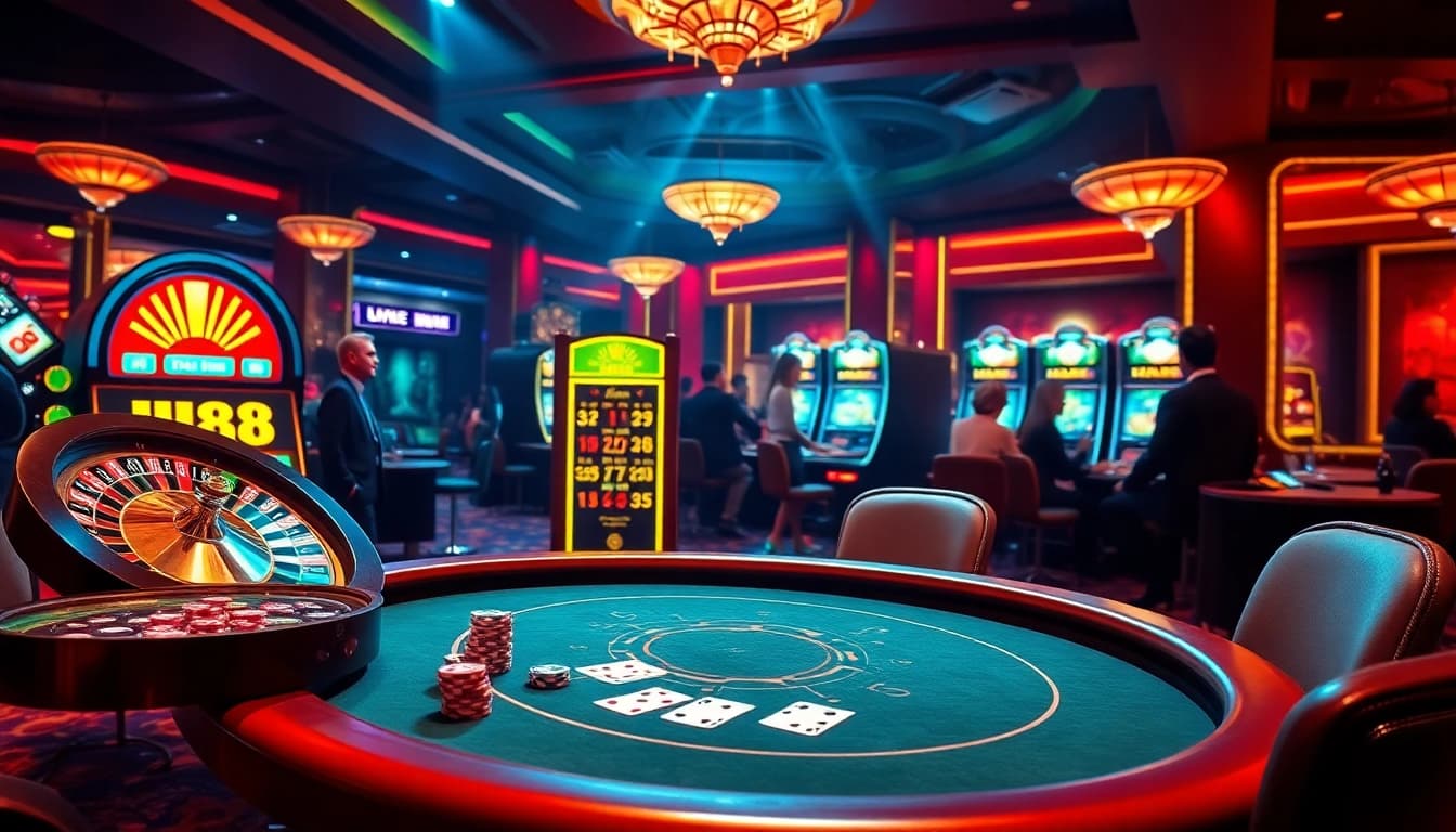 Experience thrilling gameplay at uu88 casino with vibrant slot machines and strategic poker tables.