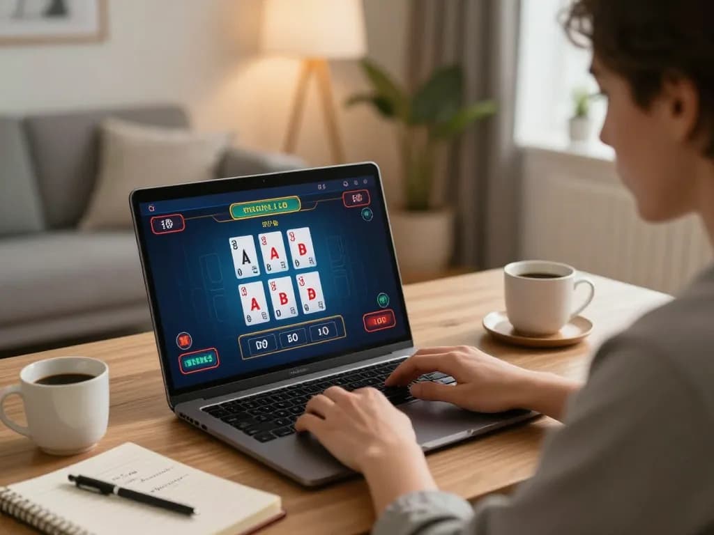 Engaging player strategizing in LV88 online casino while enjoying a live dealer game.