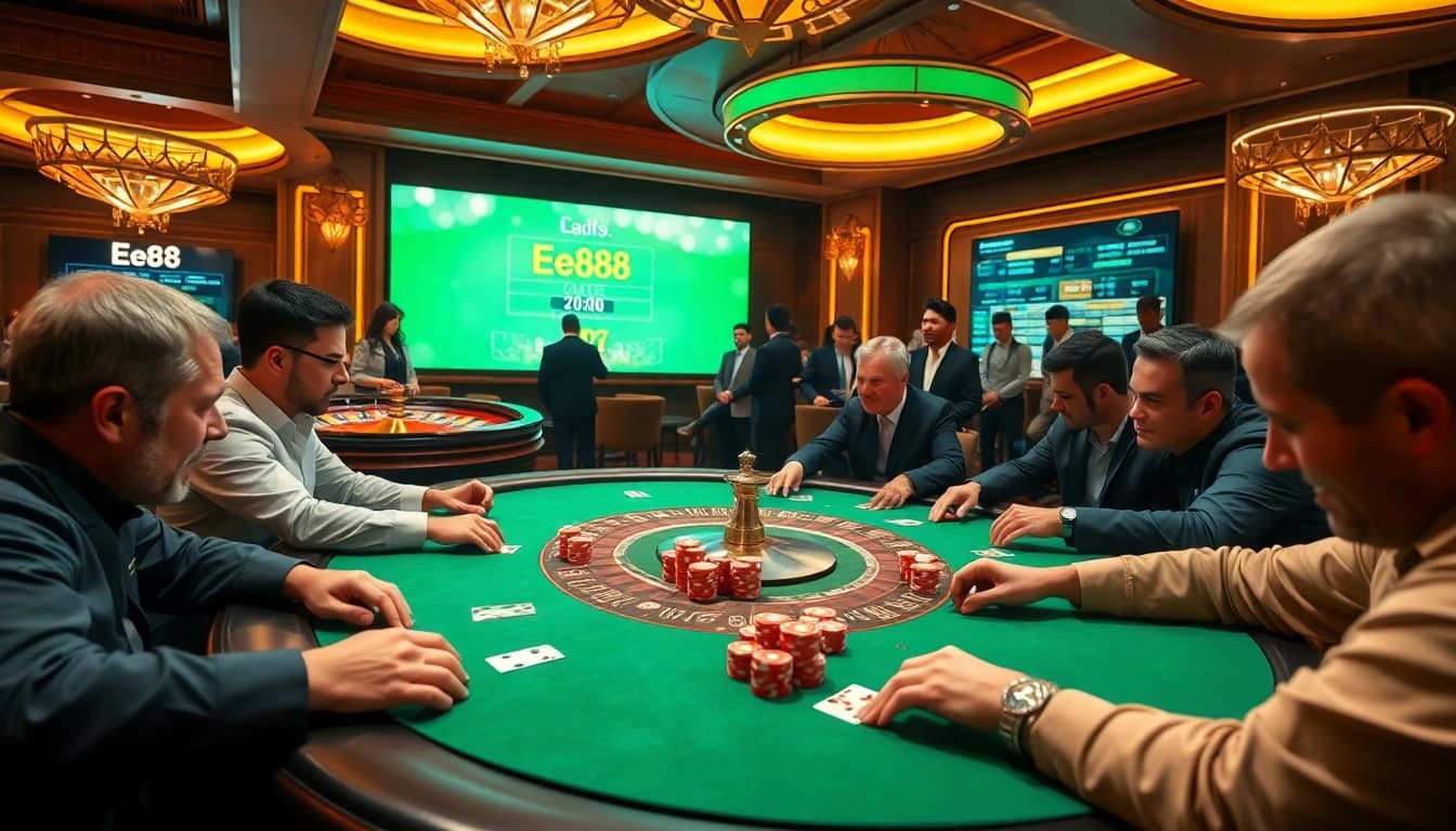 Players enjoying a thrilling poker game at Ee88 casino.