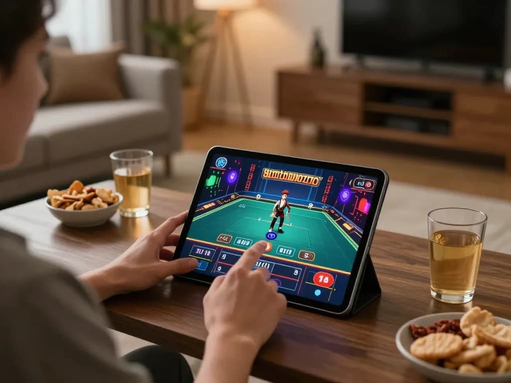 Player exploring ta88 casino app on tablet for engaging online gaming experience.