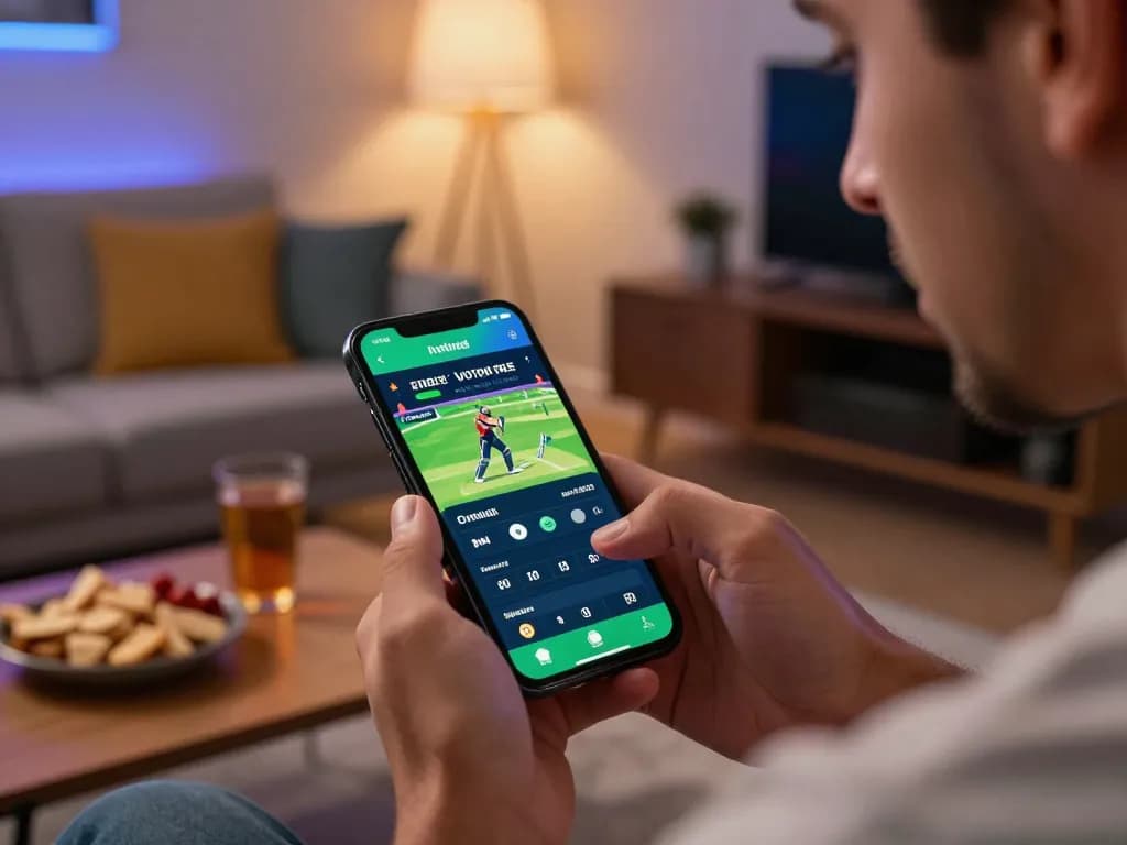 Engaged user betting on BK33 cricket app displaying exciting odds and options.