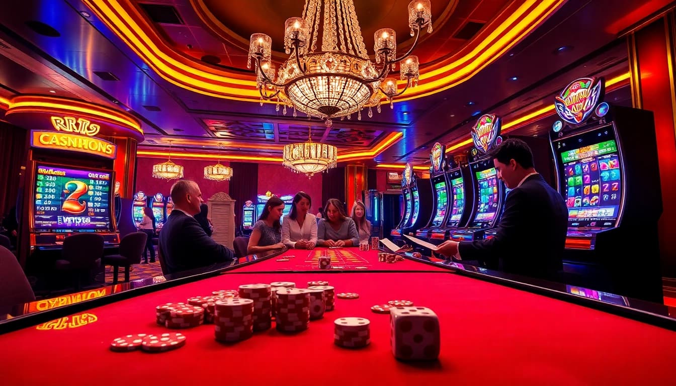 Excited players engaging with the RTP Slot Live machine in a luxurious casino environment.