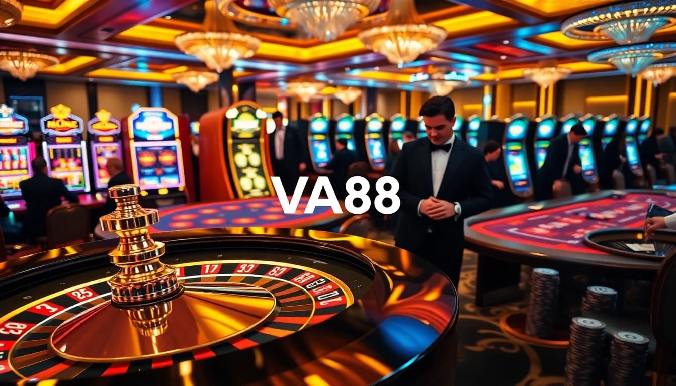 Experience the thrill of VA88 at a vibrant casino roulette table.
