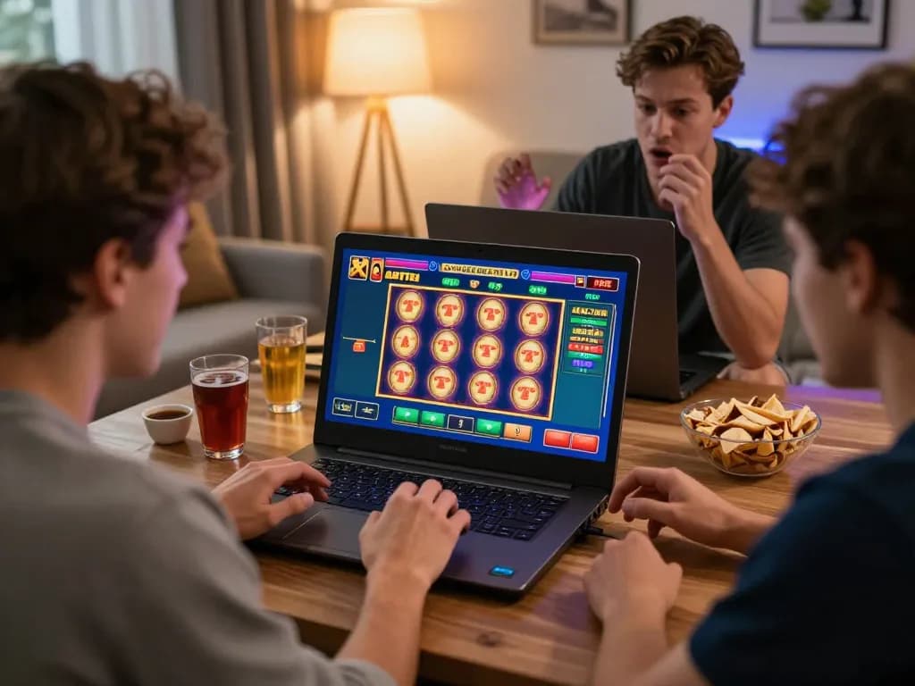 Exciting gameplay on a laptop showcasing slot toto interface with players engaged in online betting