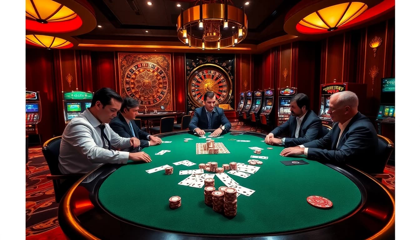 Experience high-stakes poker and excitement at oxbet7.com with luxurious casino vibes and vibrant gaming elements.