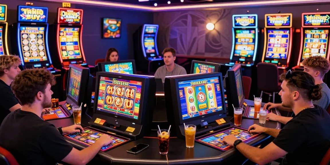 Engaged players at https://bbsfieldguide.org.uk/ enjoying vibrant Bonus Buy Slots in lively casino atmosphere.