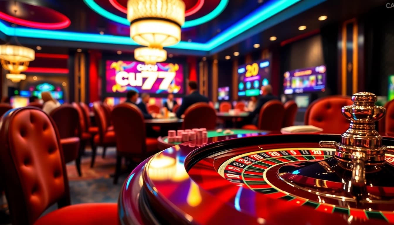Experience thrilling action at cucu 777 table games with spinning roulette wheels and vibrant poker chips.