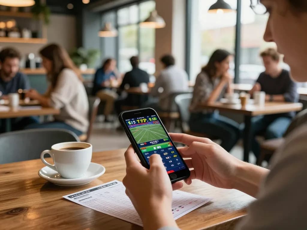dash88 mobile gaming experience with exciting sports betting at a café