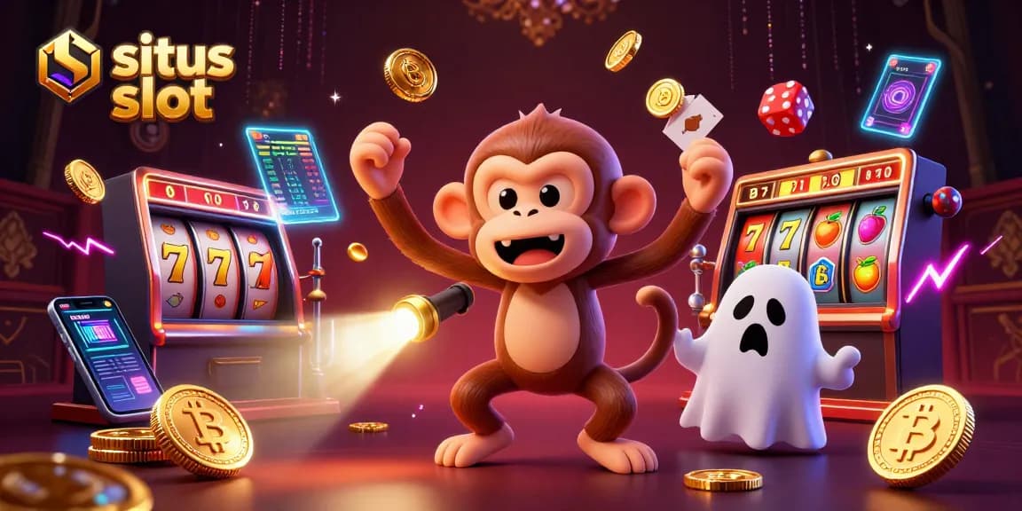 Experience thrilling spins on situs slot with vibrant 3D elements and characters in a haunted casino backdrop.