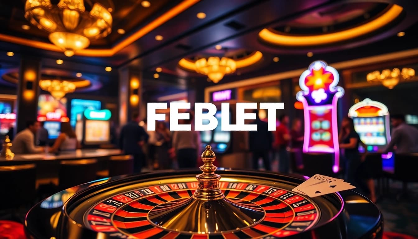 Experience high-stakes gambling with FEBET's exciting casino atmosphere, featuring roulette and poker.