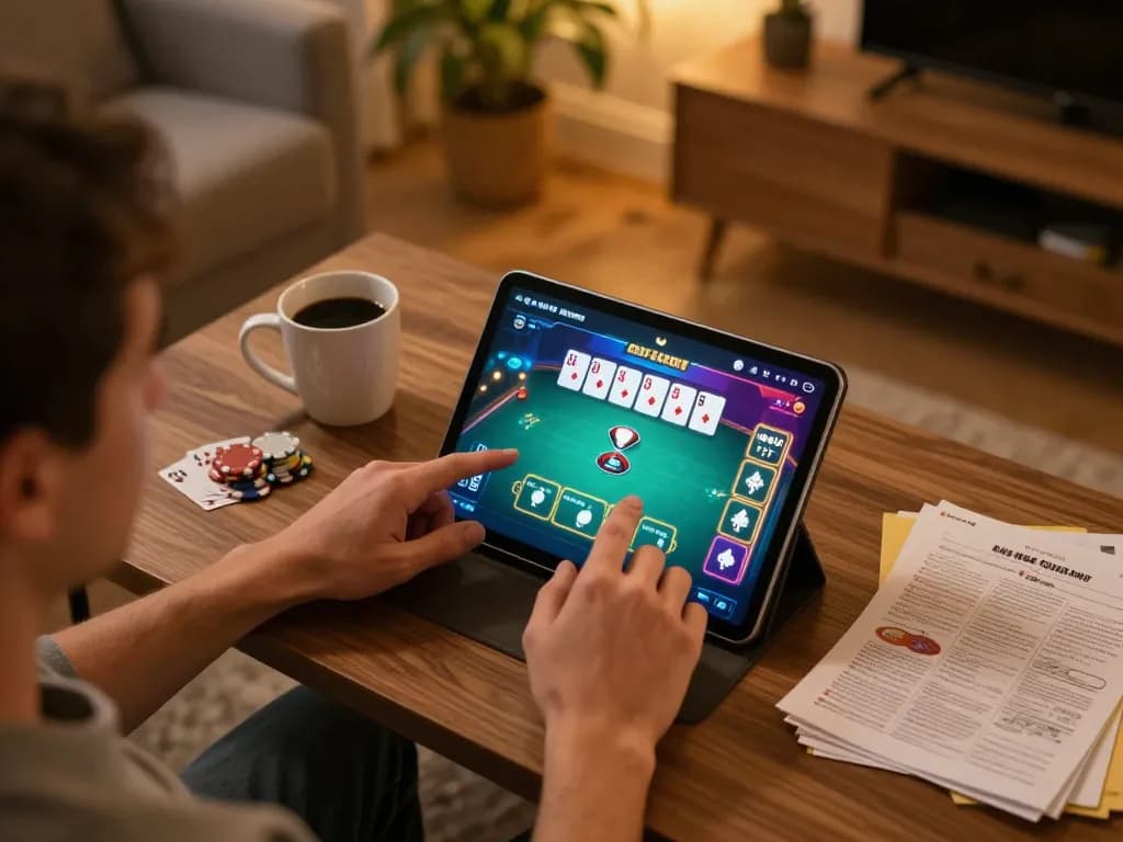 Engaging game sc88 session displayed on a tablet in a cozy living room environment.