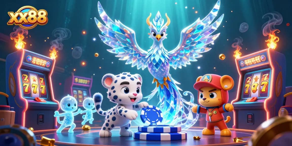 Experience thrilling gameplay with xx88's vibrant jackpot slot scene, featuring colorful characters and casino elements.