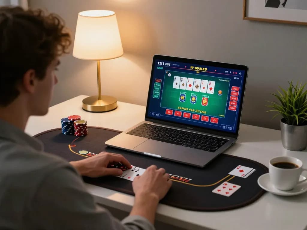 Engaging in live dealer blackjack at https://rr88co.net/ with warm lighting and a sleek modern setup