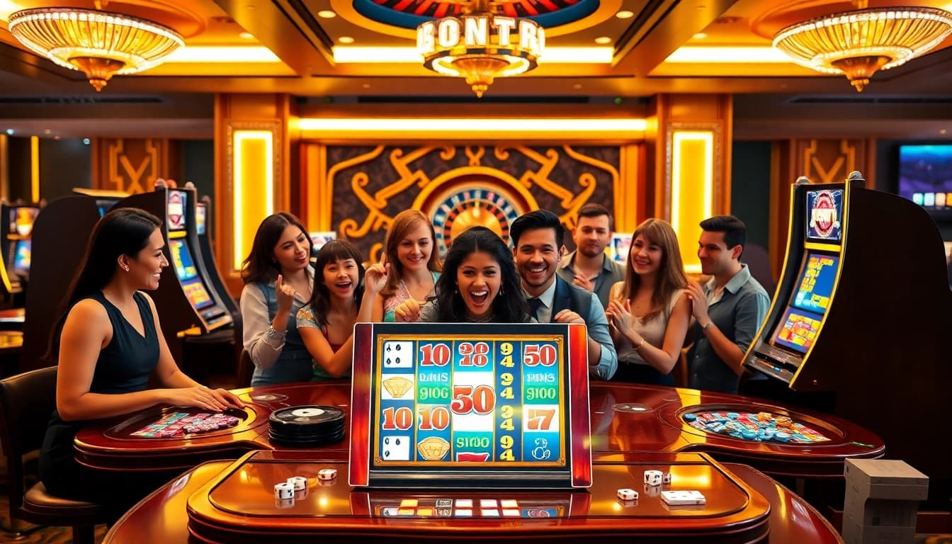 Experience thrilling gameplay with a demo slot in an upscale casino environment.