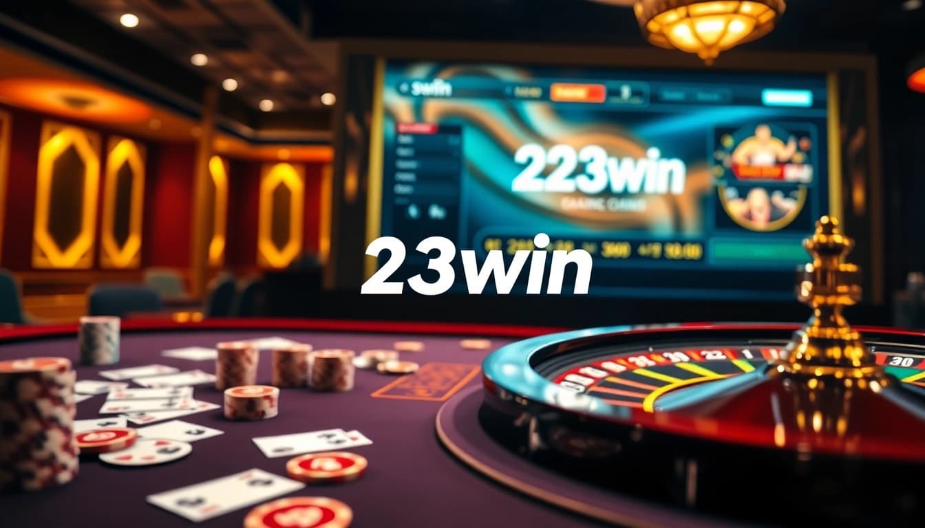 Experience the thrill of 23win casino gaming with vibrant tables and luxurious chips.