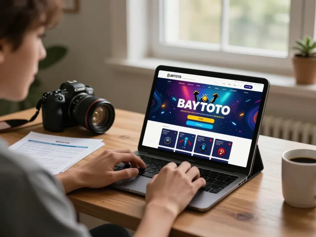 Antarmuka BAYITOTO ditampilkan di tablet selama sesi permainan online yang menarik di rumah.