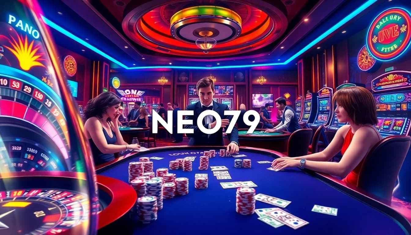 Experience the thrill of NEO79's casino games with vibrant tables, engaging players, and authentic atmosphere.