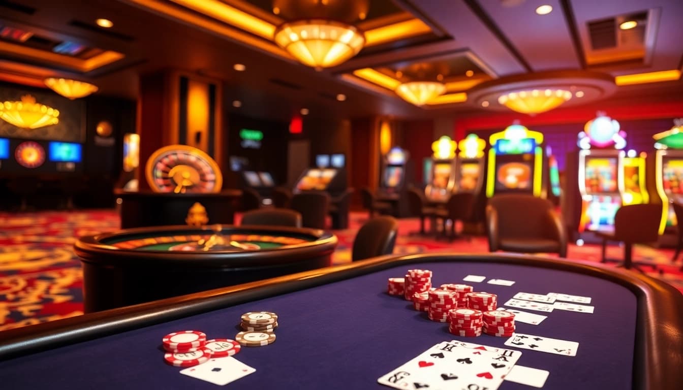 Engage in the excitement of GO99 at a luxurious casino table filled with colorful chips.
