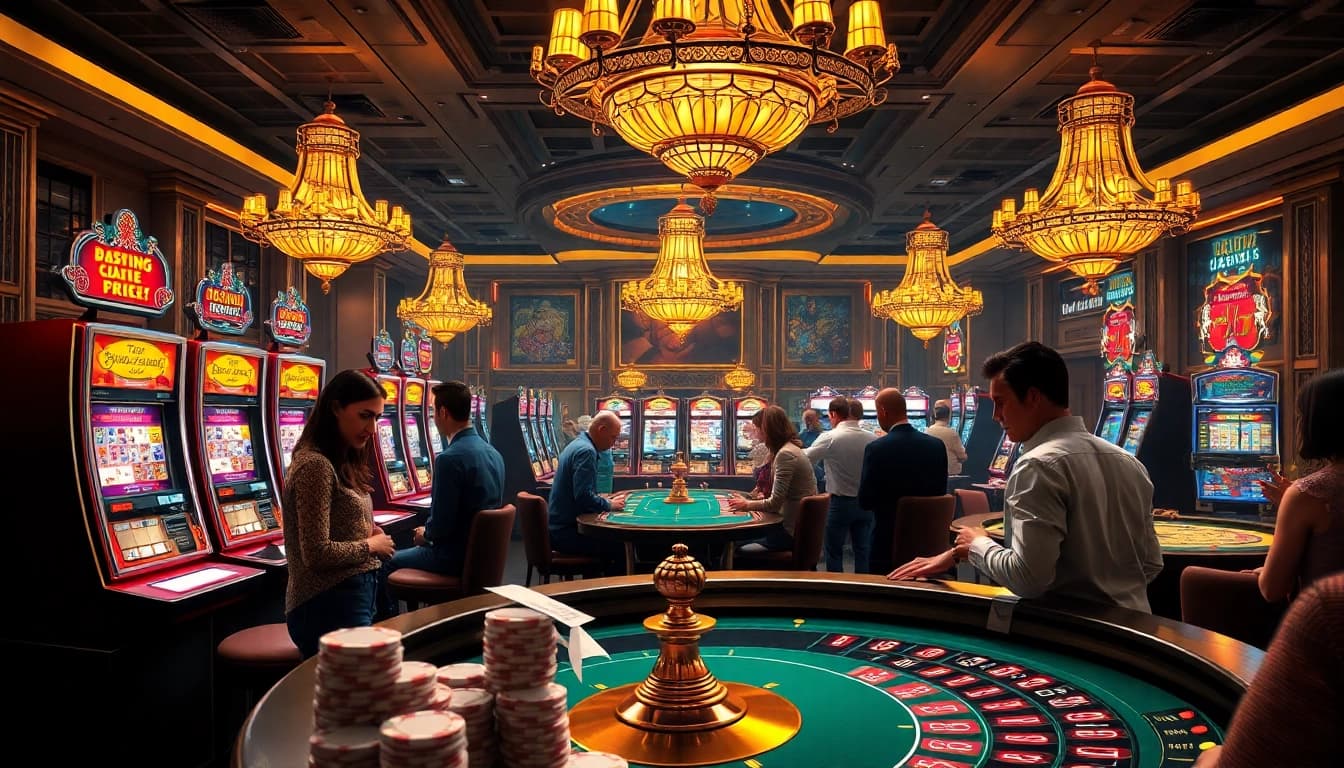 Rasakan sensasi 33win68 dengan mesin slot yang berwarna-warni dan pemain yang terlibat di dalam lingkungan kasino yang mewah.