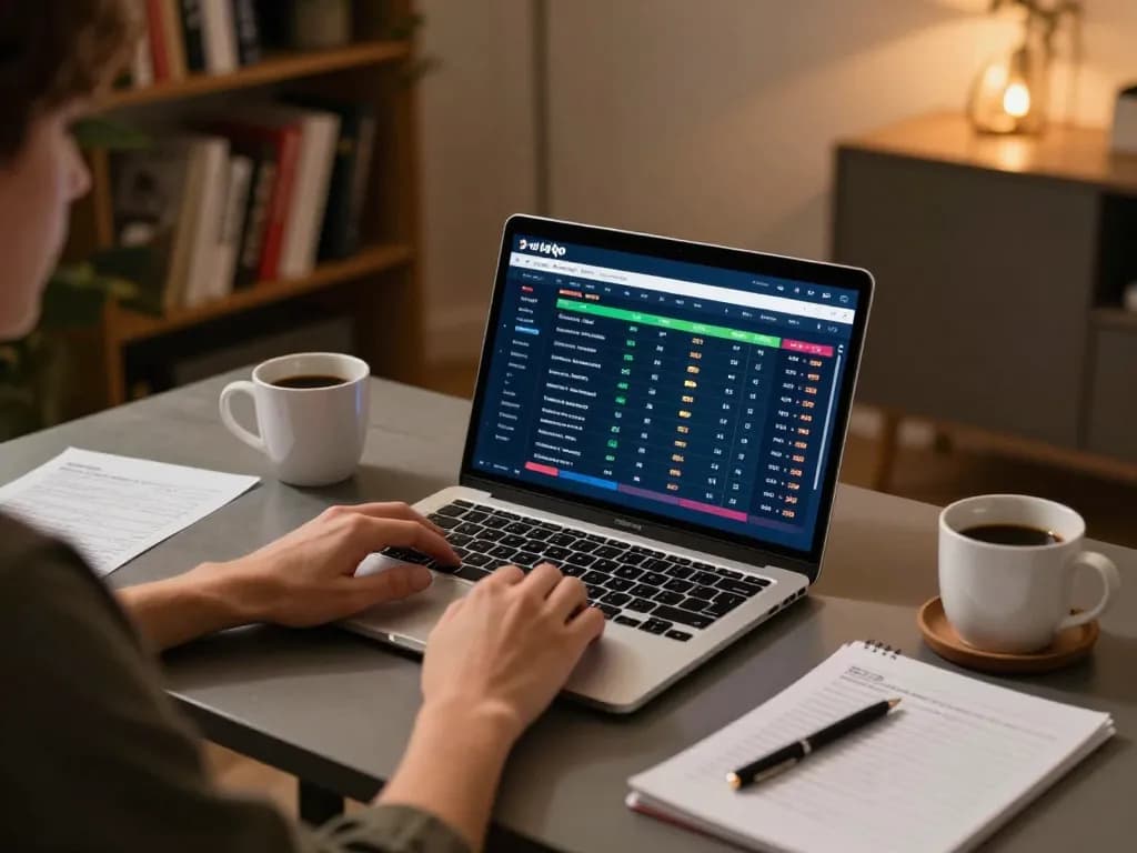 Engaging in soi kèo betting strategies at a cozy home desk with live football odds displayed