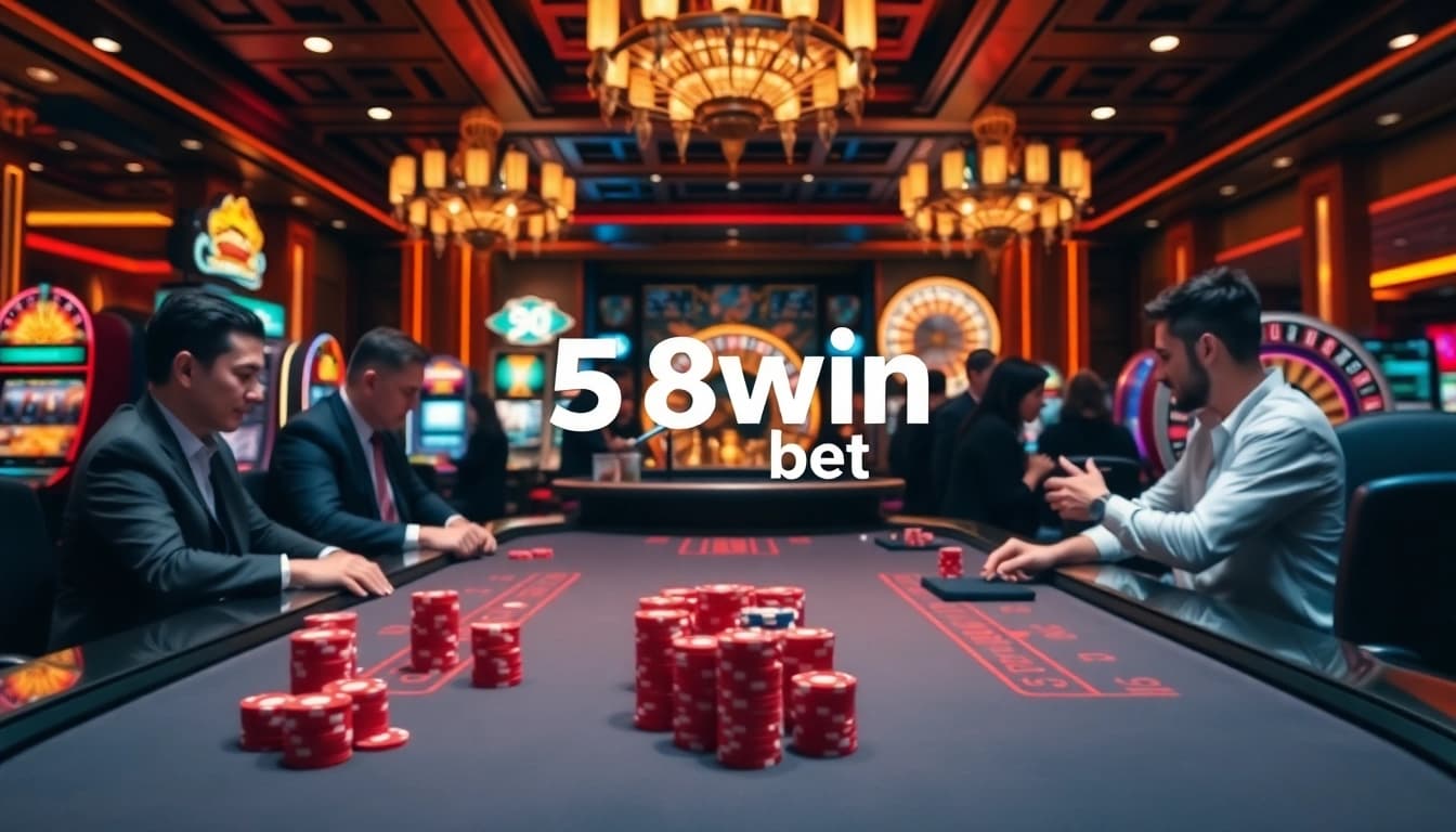 Players enjoying thrilling games at 58win bet table in a luxurious casino setting.