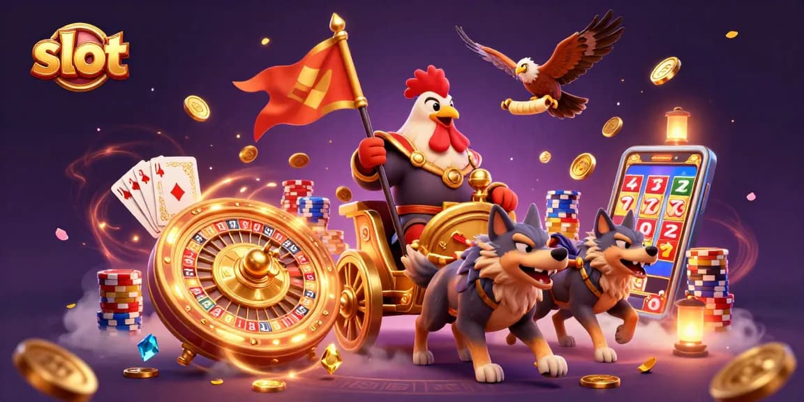 Slot memicu jackpot dengan karakter perang, kereta emas, dan koin berkilauan.