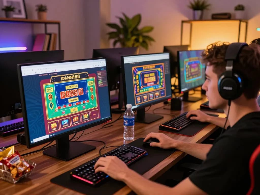 Engaging gameplay on dash88 with a player intensely focused on online casino activities