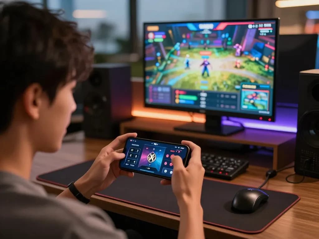 Engaging in esport betting Singapore while watching a live tournament on a smartphone in an energetic environment.