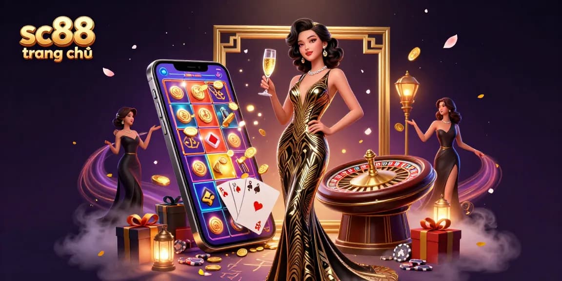 Experience the excitement of sc88 trang chủ with a glamorous Asian dealer amid thrilling casino games.