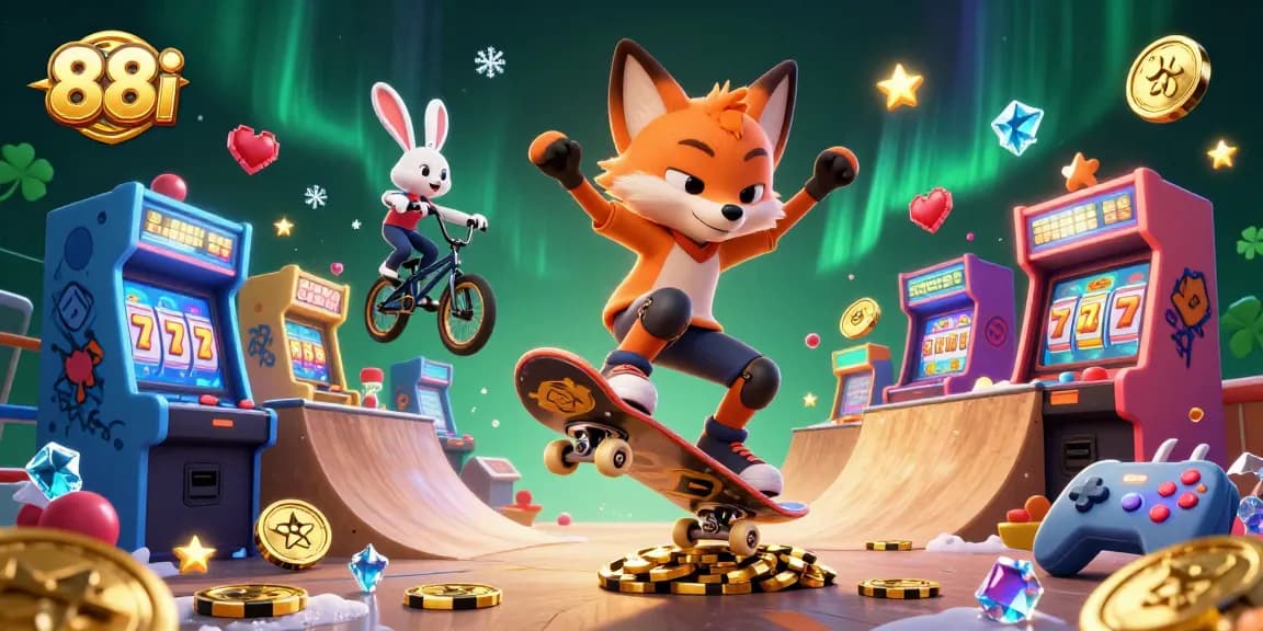 Experience the excitement of 88i with dynamic characters and colorful casino elements in a vibrant gaming scene.