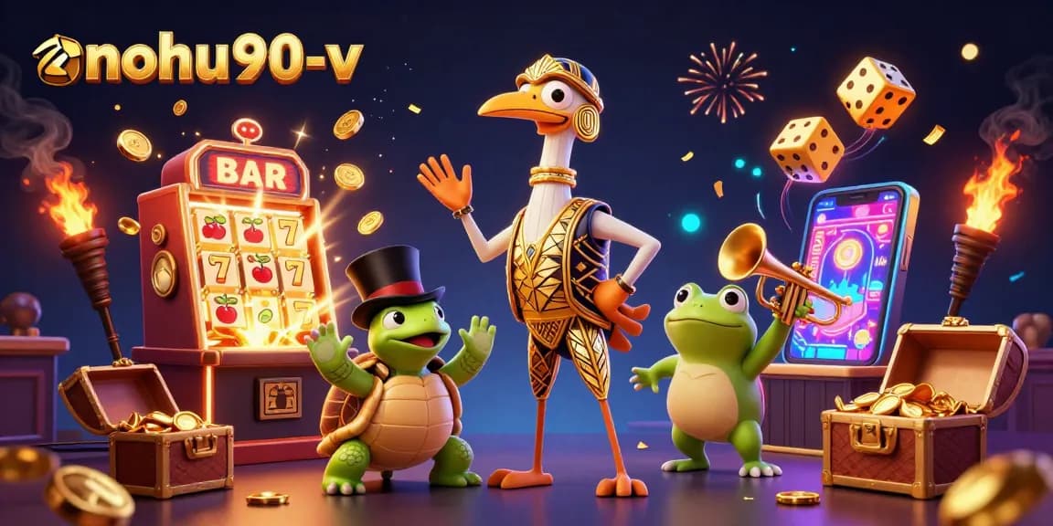 Experience thrilling wins at nohu90-v in an engaging 3D casino scene full of vibrant elements.