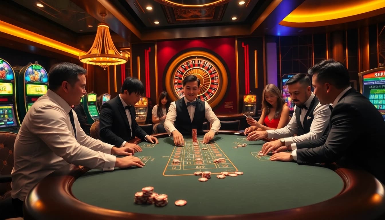 Experience the excitement of U88 gaming with vibrant casino tables and energetic players.