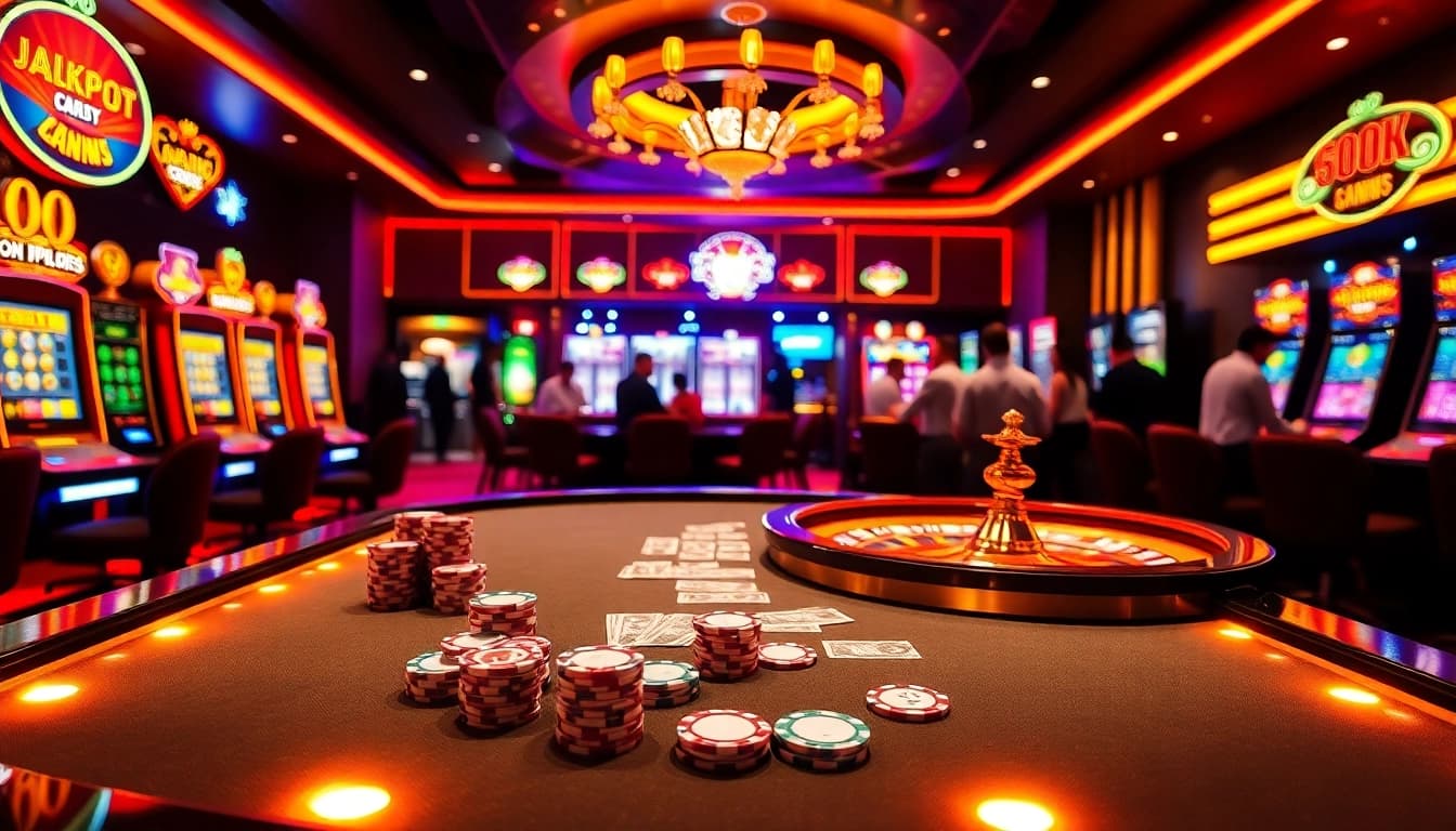 Experience the excitement of platform leci123 with vibrant casino visuals featuring slot machines and poker games.