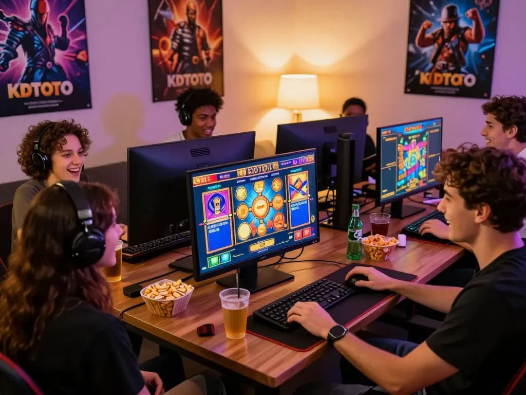 Friends enjoying KDTOTO online games with excitement and camaraderie.