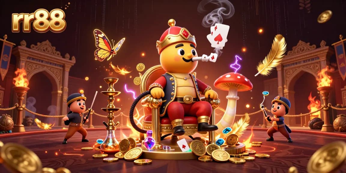 Experience thrilling gameplay at rr88 with a vibrant 3D illustration showcasing online casino excitement.