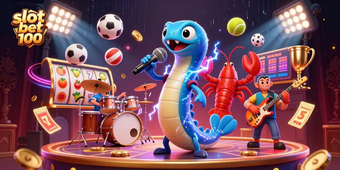 Experience the excitement of slot bet 100 with vibrant casino elements in a dynamic illustration.