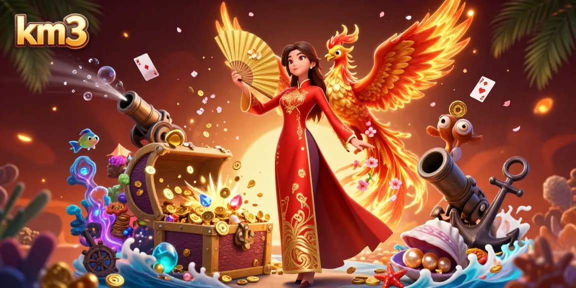 Engage in thrilling gameplay at km3 with majestic Vietnamese themed casino elements and vibrant visuals.