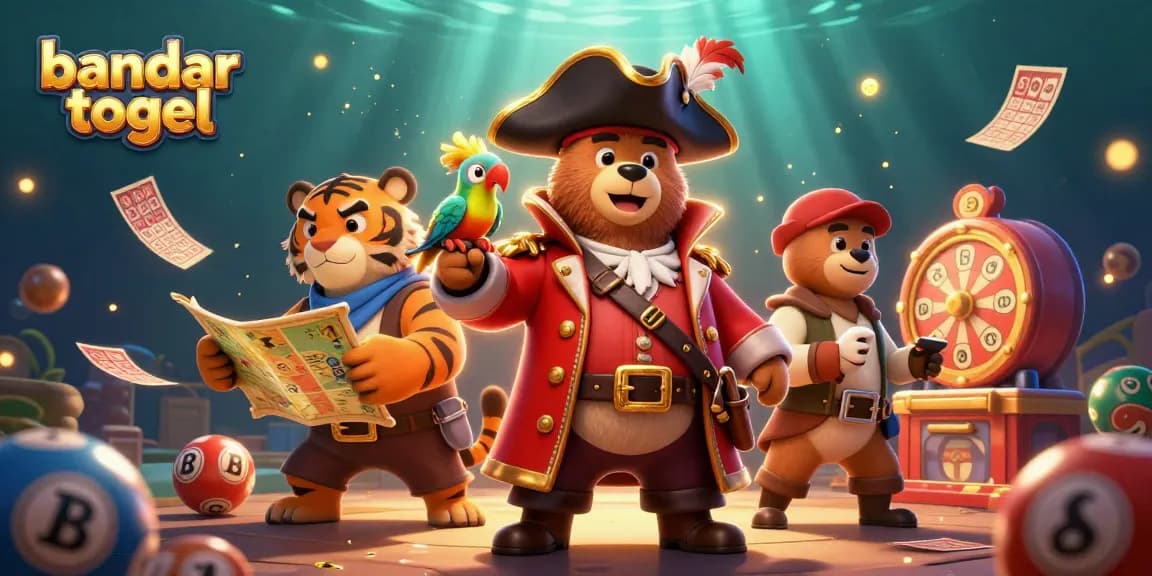 Experience thrilling bandar togel action with a dynamic scene featuring cartoon pirates and lottery elements.