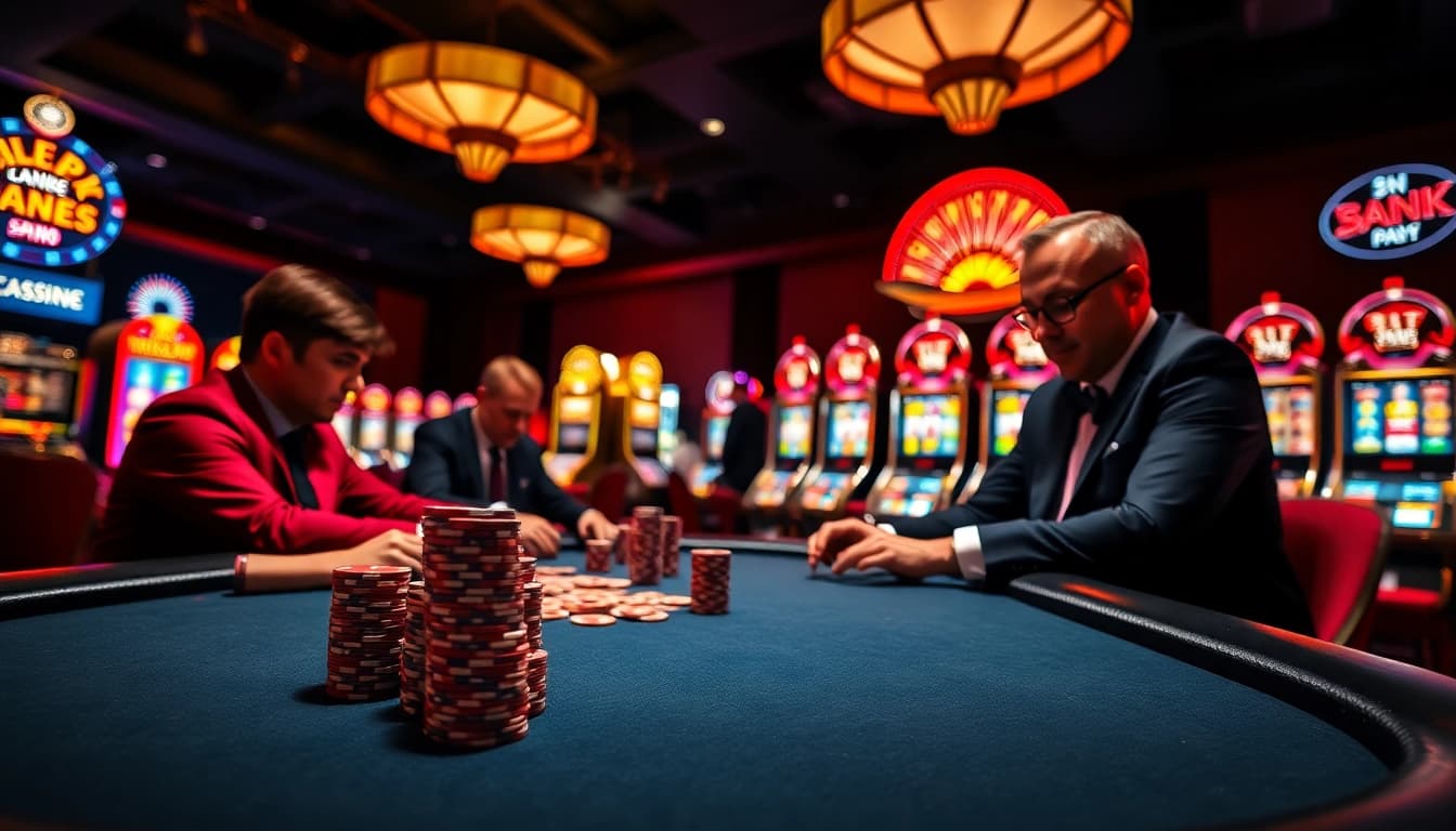 Engaging poker scene at AT99娛樂 showcasing vibrant table and intense player focus.