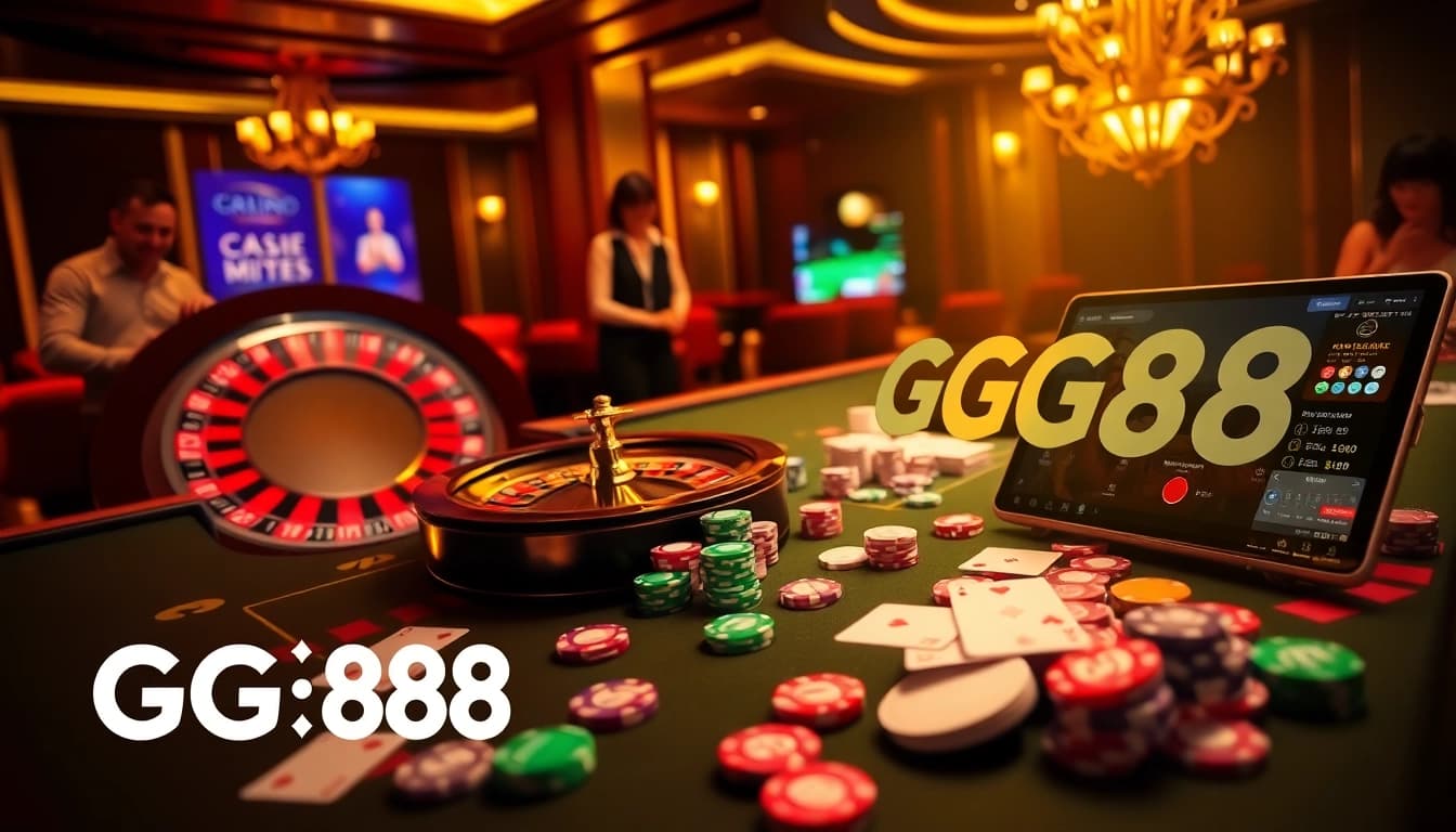Experience the excitement of gambling at GG88 with vibrant casino elements and digital gaming.