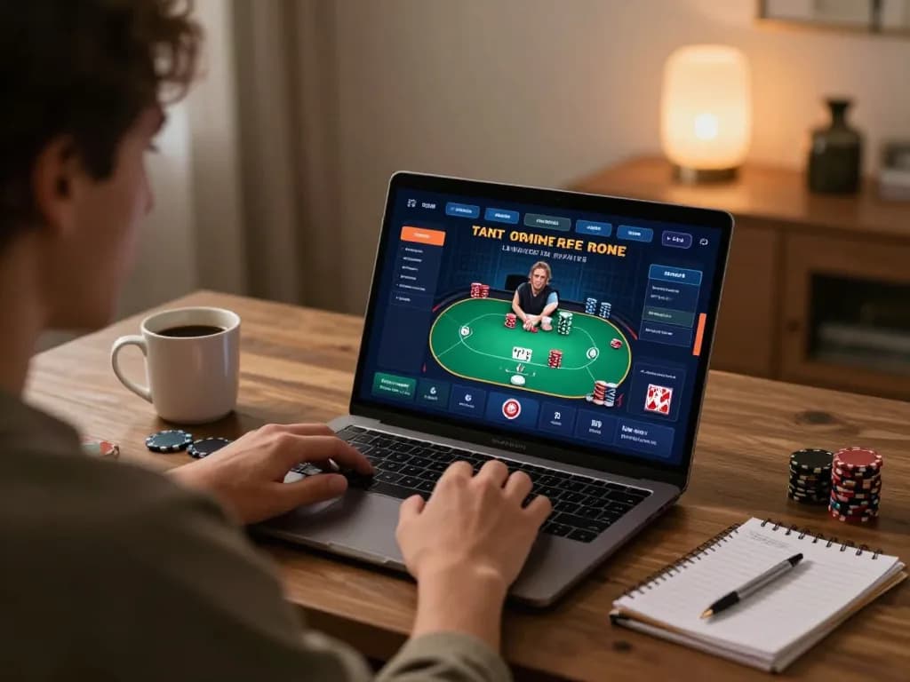 Engaging moment of online gaming at https://rr888.shopping/ where a player strategizes during a poker match.
